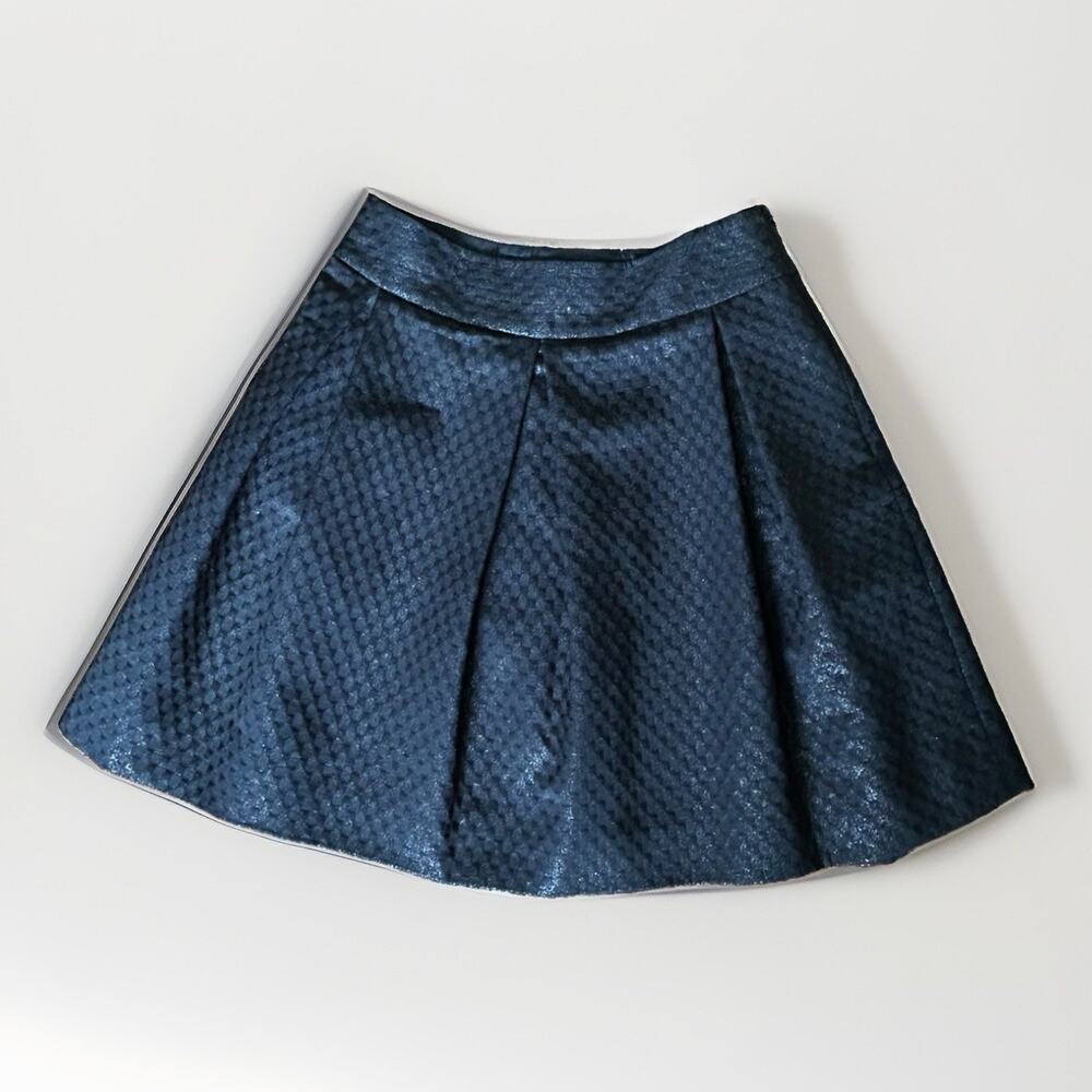 Kate Spade Metallic Jaquard Pleated Mini Skirt Sz 6 Black Shimmer Holiday Party - Picture 7 of 11